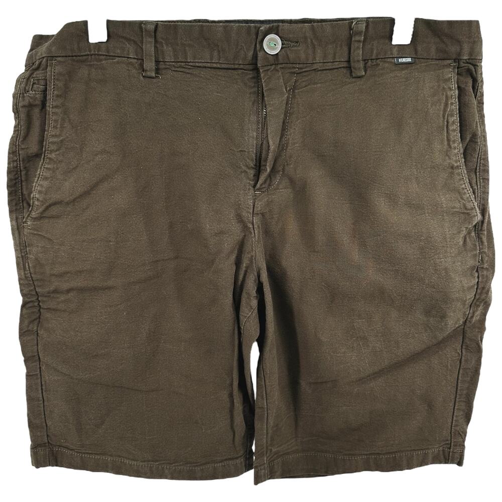 Linksoul Boardwalker Chino Shorts Mid Rise Flat Front Golf Quick Dry Brown 35